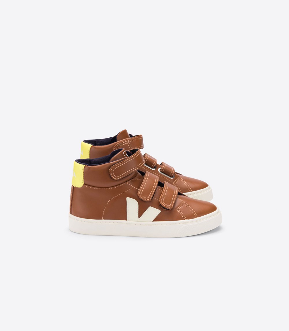 Veja Sneakers Kids - Esplar Mid Velcro Leather - Brown/White - 9316USZTN